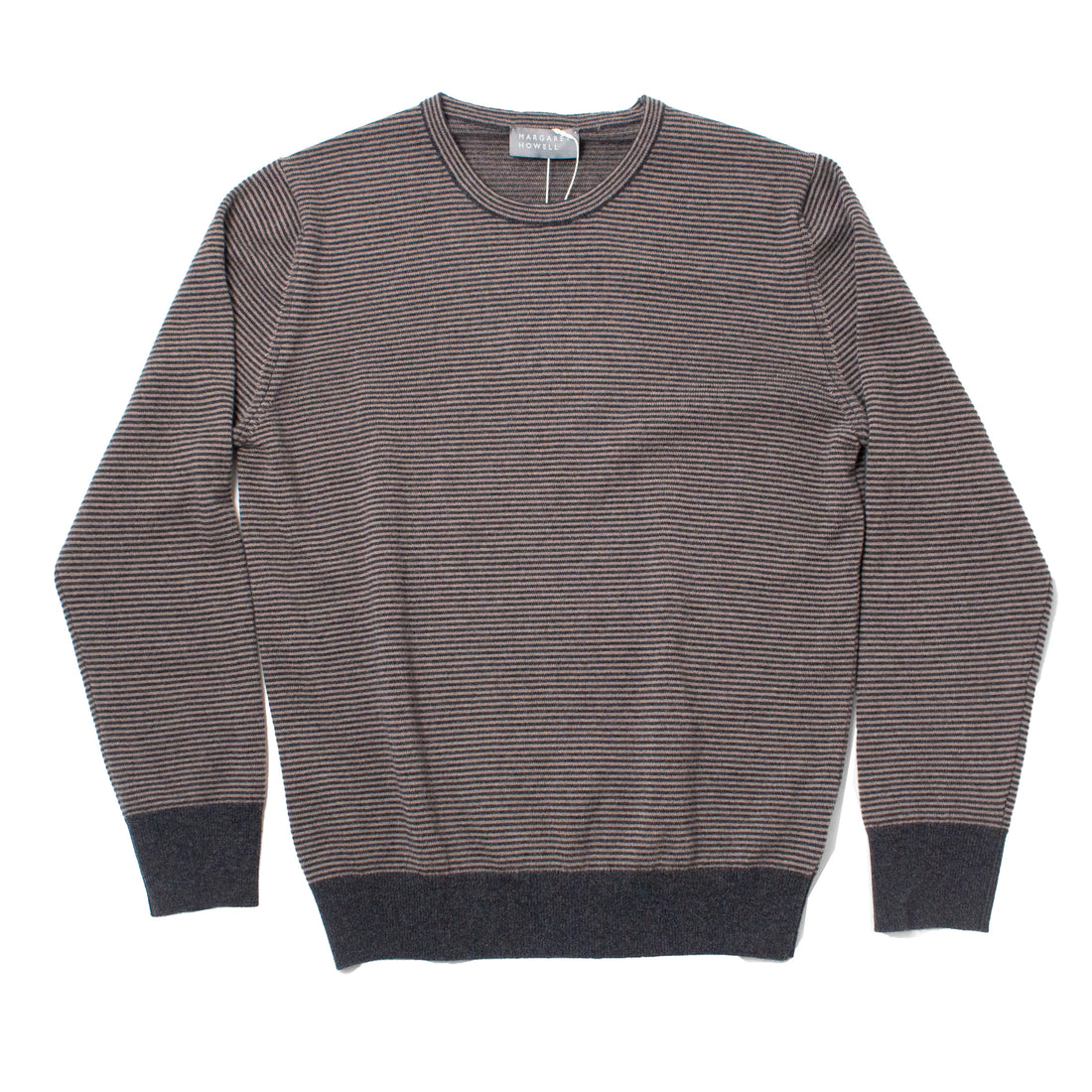 Margaret Howell Feeder Stripe Crew Neck in Charcoal