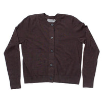 Margaret Howell Cardigan with Grosgrain Placket in Dark Brown