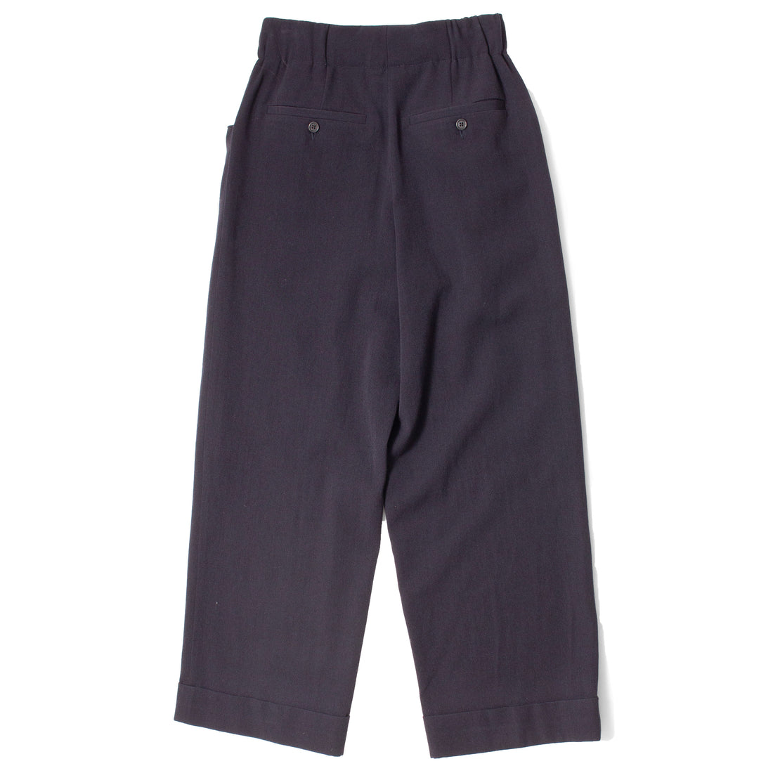 Margaret Howell Relaxed Crop Trousers in Navy Brushed Wool Twill