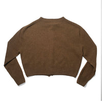 Margaret Howell Small Crew Neck Cardigan in Tobacco Merino Cashmere