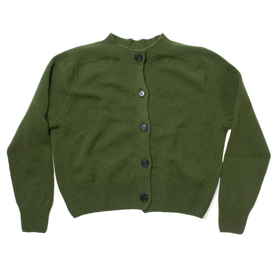 Margaret Howell Small Crew Neck Cardigan in Wheatgrass – JUDITH