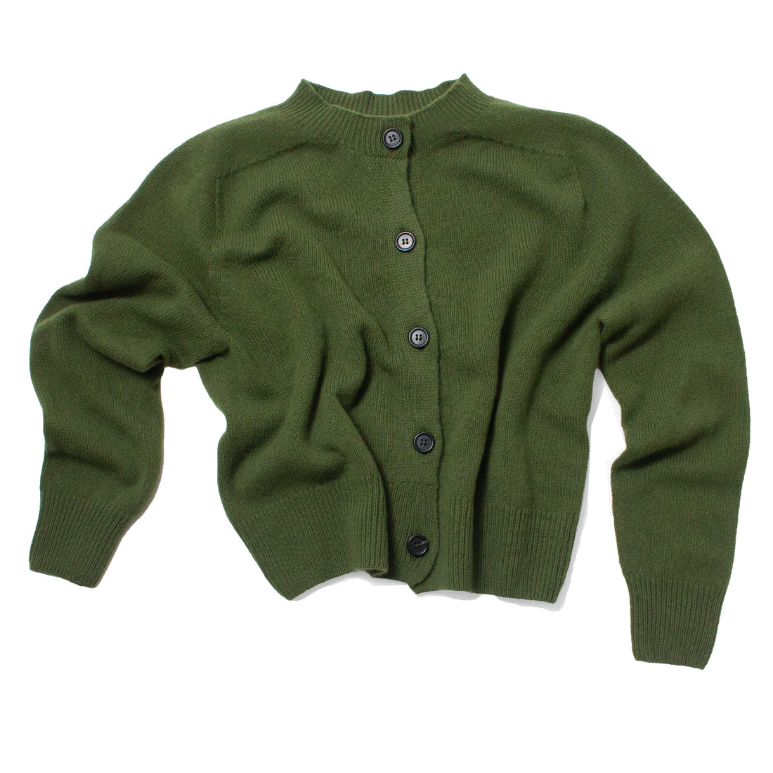 Margaret Howell Small Crew Neck Cardigan in Wheatgrass