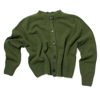 Margaret Howell Small Crew Neck Cardigan in Wheatgrass