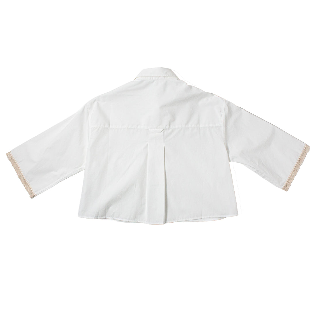 Maria McManus Cropped Lace Short Sleeve Shirt in White