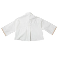 Maria McManus Cropped Lace Short Sleeve Shirt in White