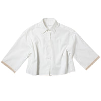 Maria McManus Cropped Lace Short Sleeve Shirt in White