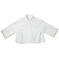 Maria McManus Cropped Lace Short Sleeve Shirt in White