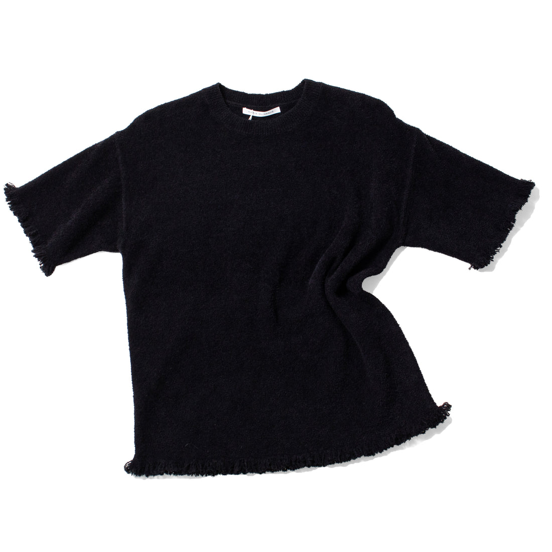 Maria McManus Drop Shoulder Fray Crew in Black