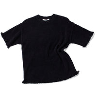 Maria McManus Drop Shoulder Fray Crew in Black