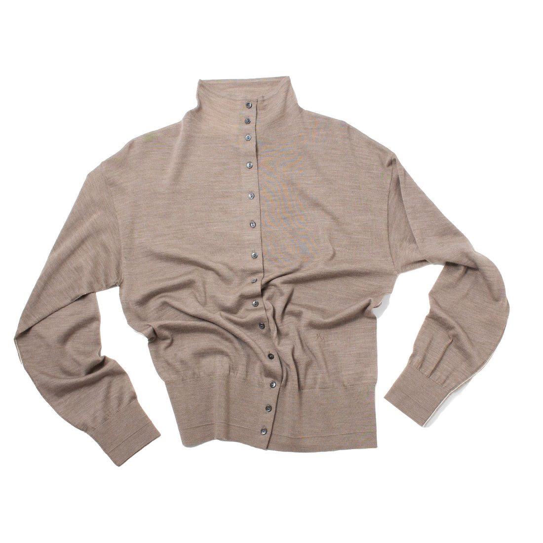 Maria McManus Mock Neck Cardigan in Heather Pebble