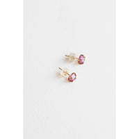 Melissa Joy Manning Small Prong Set Herkimer Cut Stud Earrings in 14k Gold and Ruby