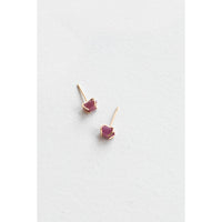 Melissa Joy Manning Small Prong Set Herkimer Cut Stud Earrings in 14k Gold and Ruby
