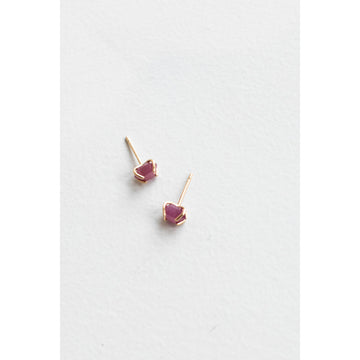 Melissa Joy Manning Small Prong Set Herkimer Cut Stud Earrings in 14k Gold and Ruby