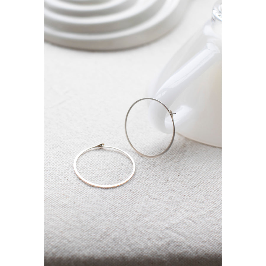 Melissa Joy Manning Large Round Hoop Earrings in Sterling Silver