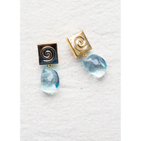 Nomia Spiral Crystal Drop Earring in Gold Vermeil / Blue Crystal