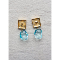 Nomia Spiral Crystal Drop Earring in Gold Vermeil / Blue Crystal
