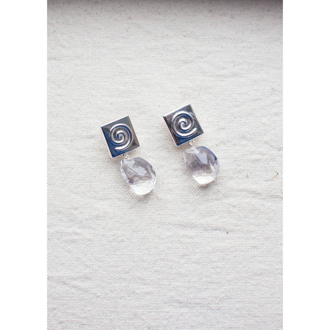 Nomia Spiral Crystal Drop Earring in Silver / Crystal