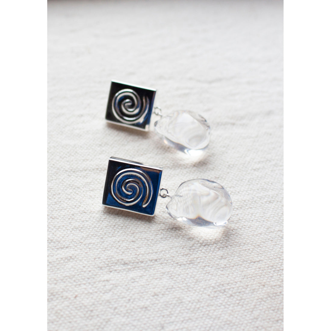 Nomia Spiral Crystal Drop Earring in Silver / Crystal