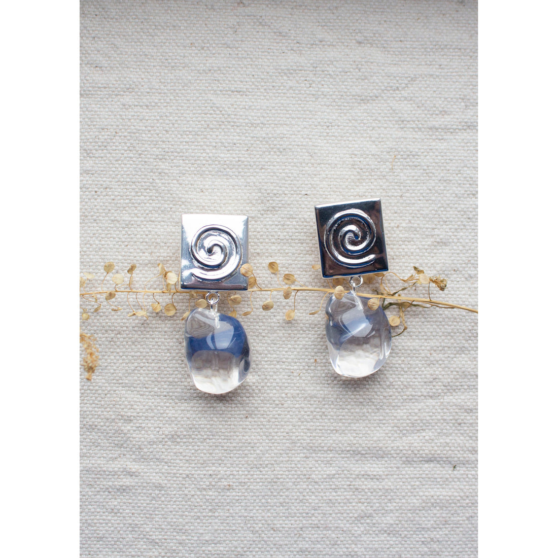 Nomia Spiral Crystal Drop Earring in Silver / Crystal