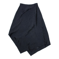 Nomia A-Line Asymmetric Skirt in Black Polka Dot Satin