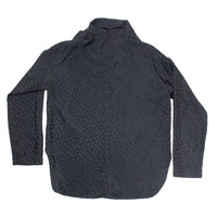Nomia Asymmetric Cowl Shirt in Black Polka Dot Satin