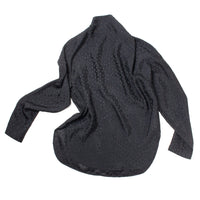 Nomia Asymmetric Cowl Shirt in Black Polka Dot Satin