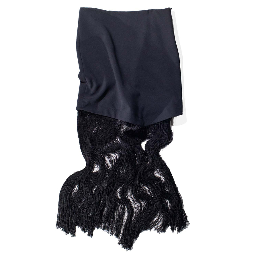 Nomia Asymmetric Fringe Skirt in Black