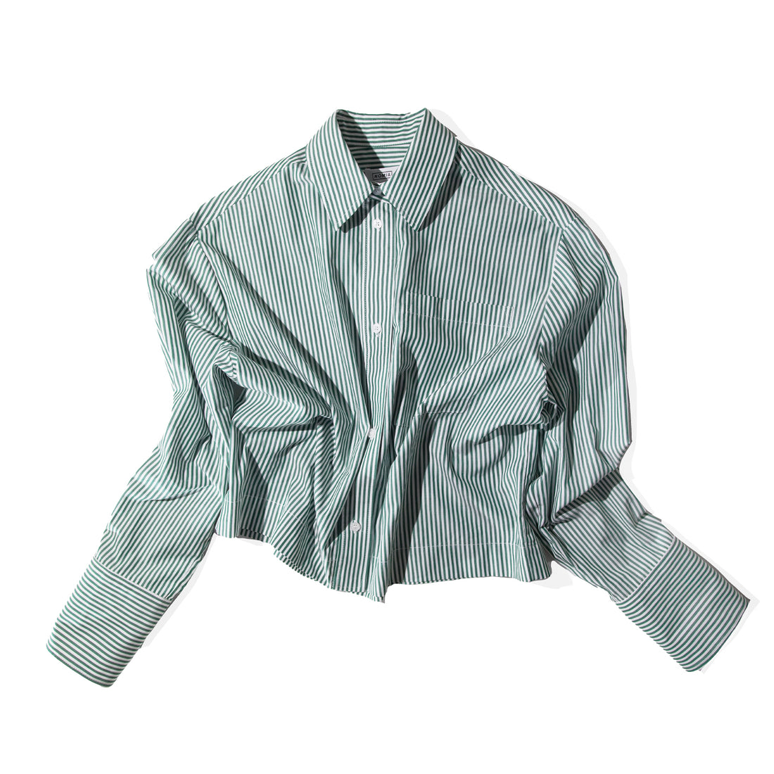 Nomia Cropped Button Down Shirt in Grass/White