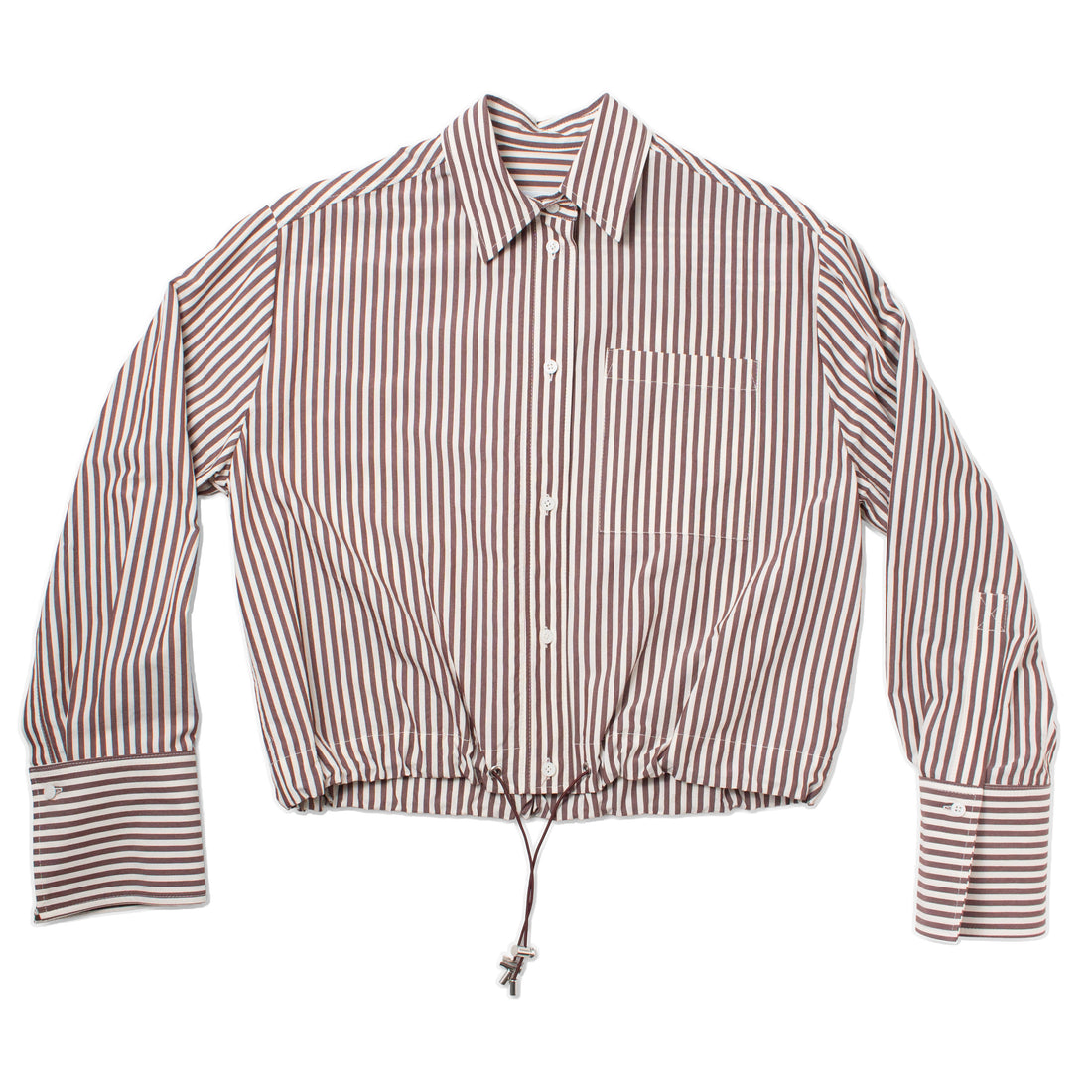 Nomia Cropped Button Down Shirt in Carob/White