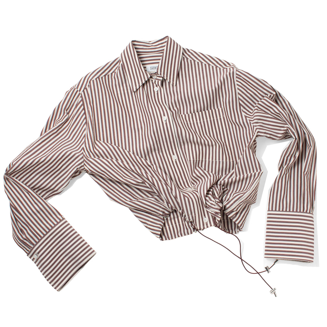 Nomia Cropped Button Down Shirt in Carob/White