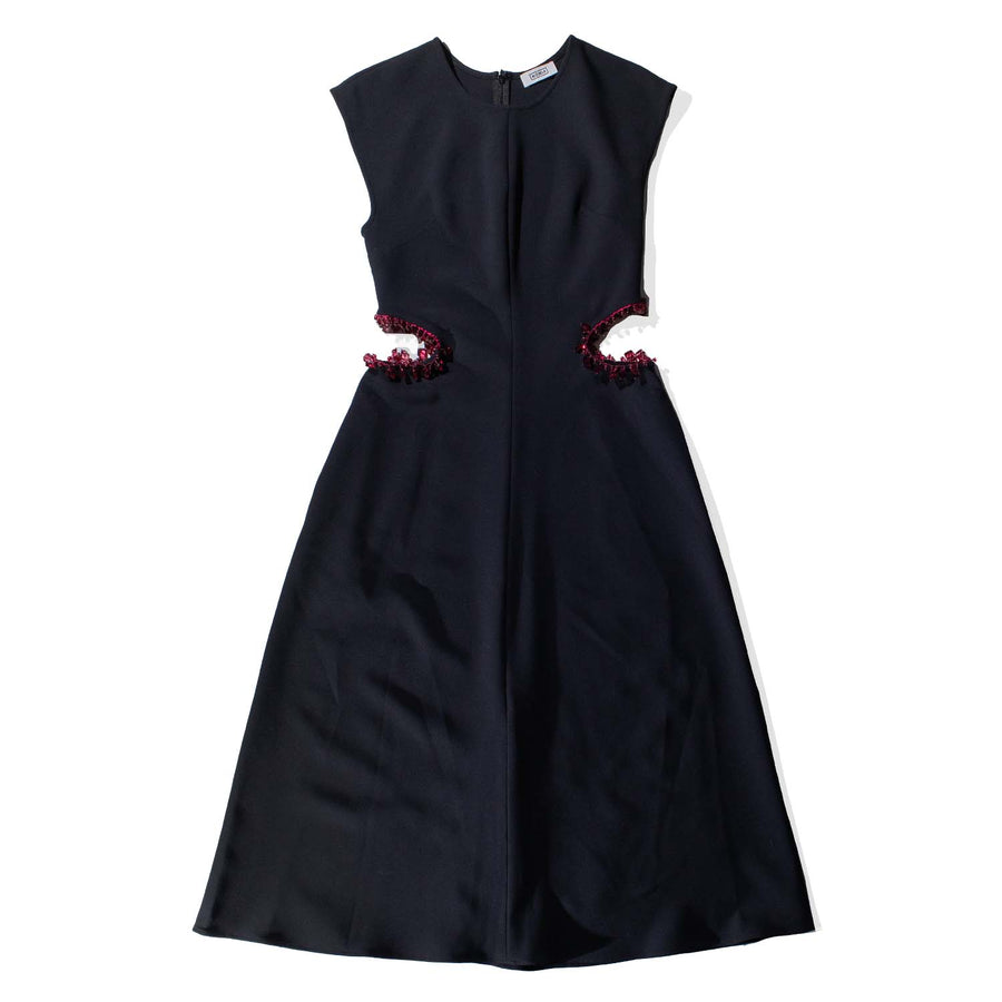 Nomia Midi Dress with Jewel Cutout in Black