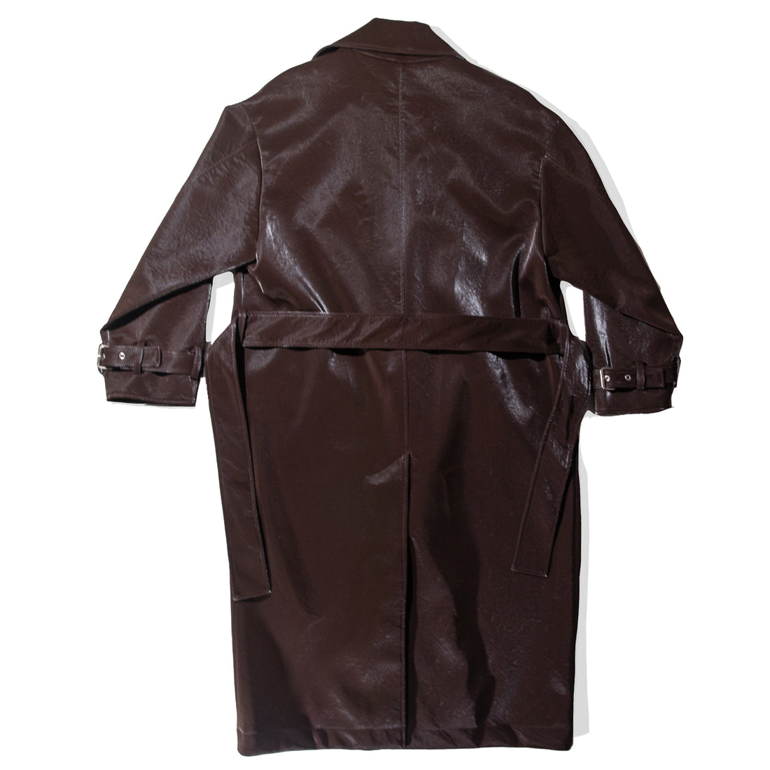 Nomia Oversize Trench in Ebony Faux Leather