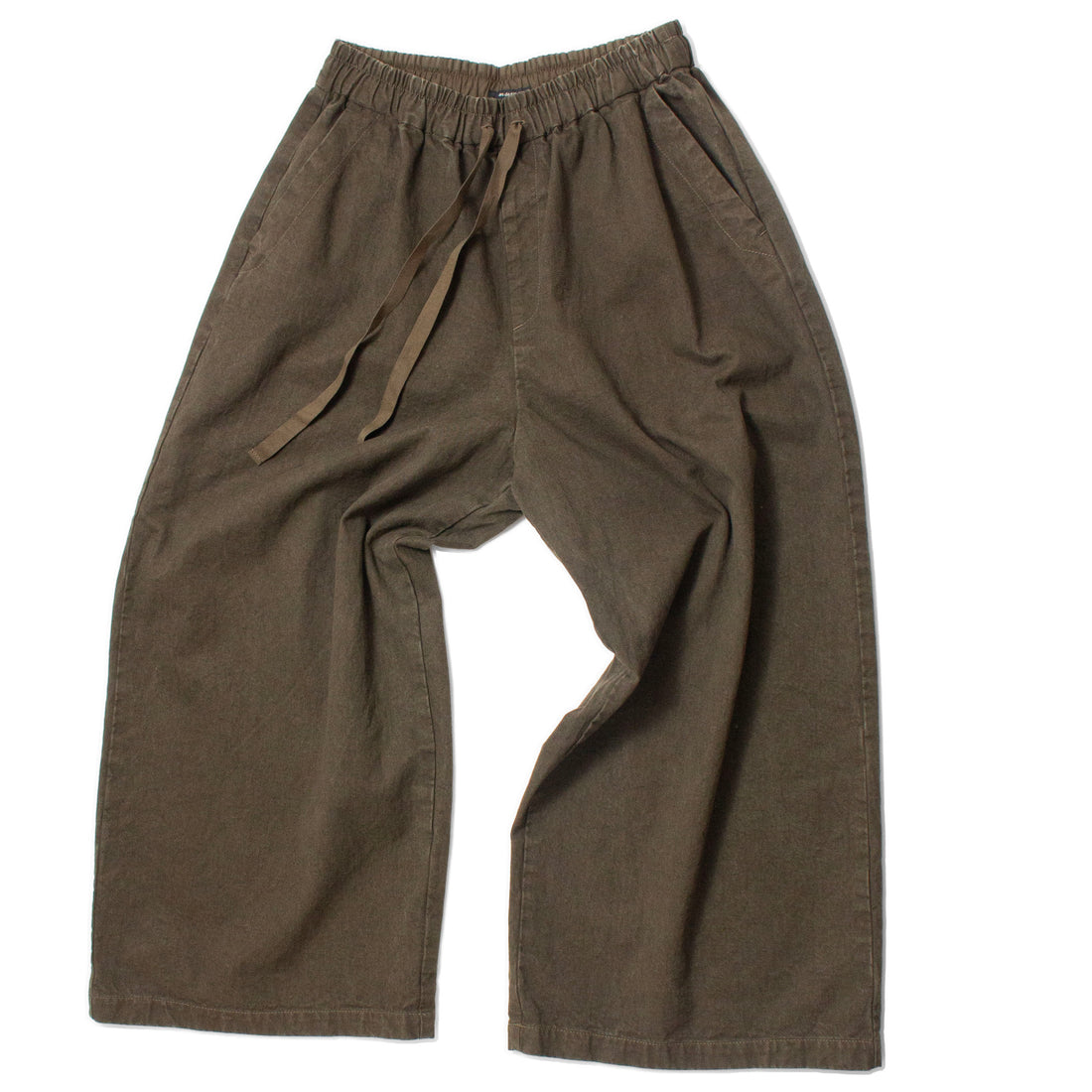 Pas de Calais Natural Twill Cropped Wide Pants in Khaki