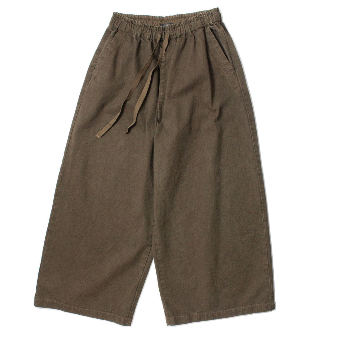 Pas de Calais Natural Twill Cropped Wide Pants in Khaki