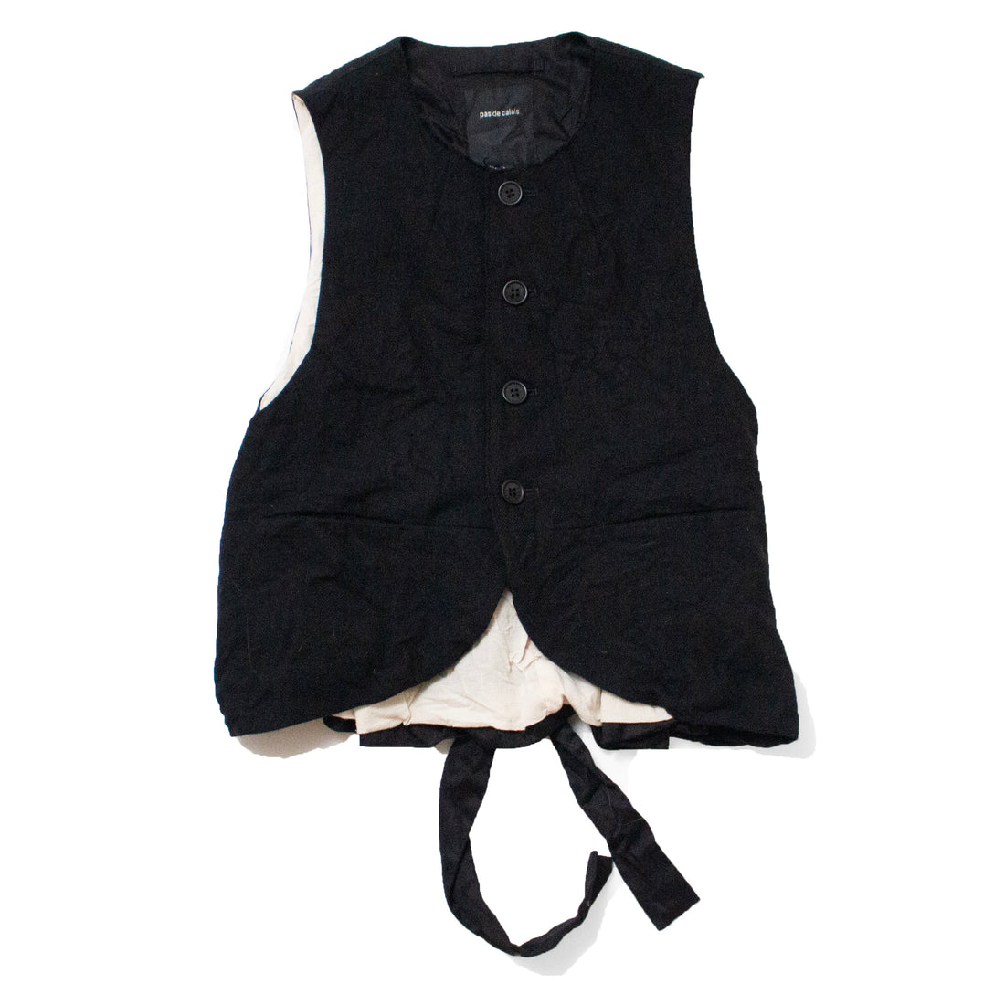Pas de Calais Eco Wool Premium Tweed Vest in Black