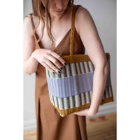 Palorosa Medium Mercado Tote in Tobacco + Blue Lilac