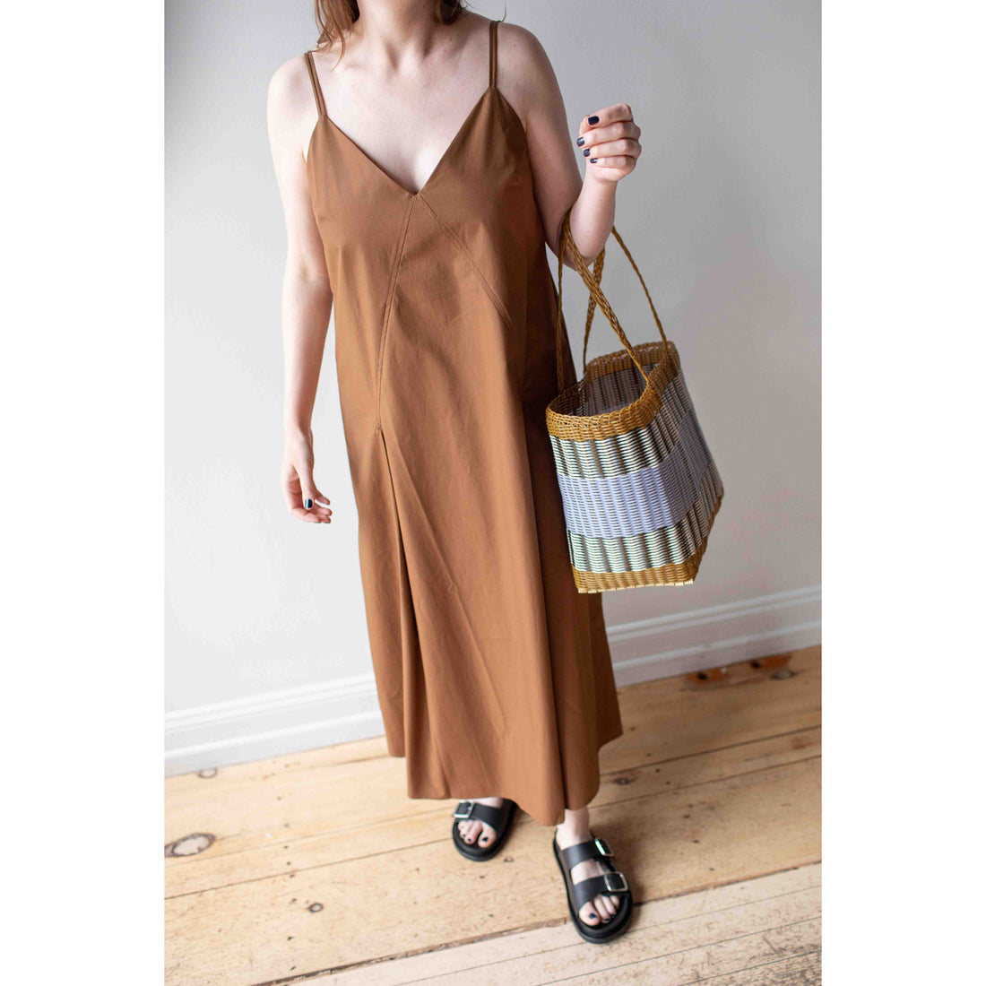 Palorosa Medium Mercado Tote in Tobacco + Blue Lilac