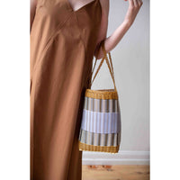 Palorosa Medium Mercado Tote in Tobacco + Blue Lilac