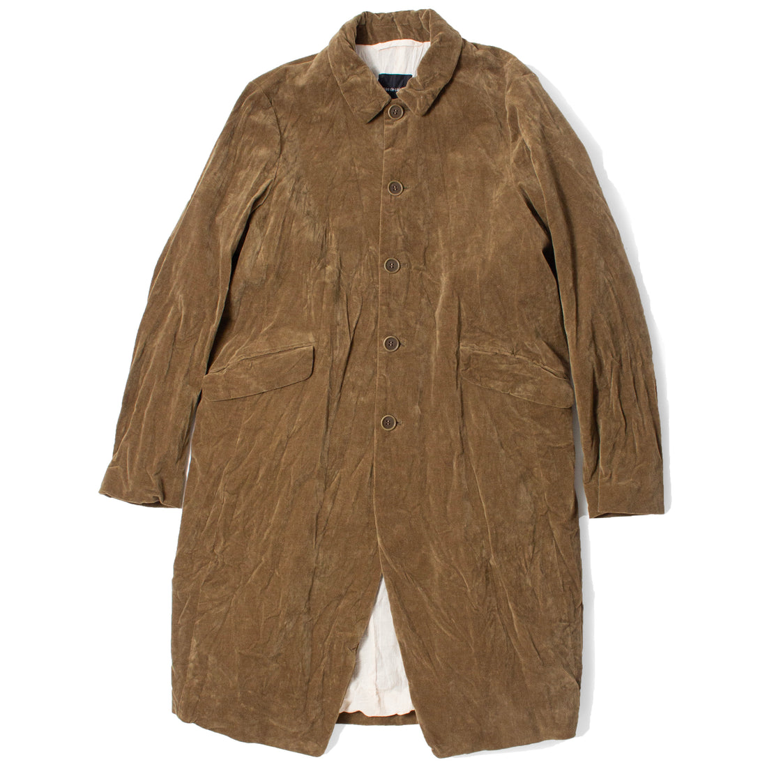 Pas de Calais Brushed Cotton Balmacaan Coat in Khaki
