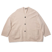 Pas de Calais Cashmere Blend Lambs Wool Patterned Knit Cardigan in Natural