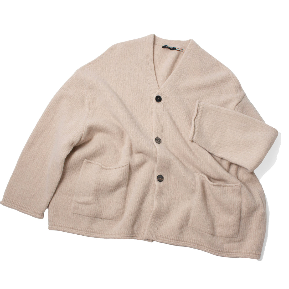 Pas de Calais Cashmere Blend Lambs Wool Patterned Knit Cardigan in Natural
