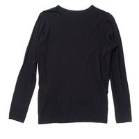 Pas de Calais Cotton Wool Jersey Rib Mix Crewneck Pullover in Black