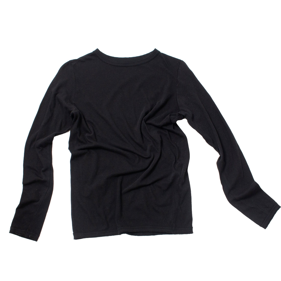 Pas de Calais Cotton Wool Jersey Rib Mix Crewneck Pullover in Black