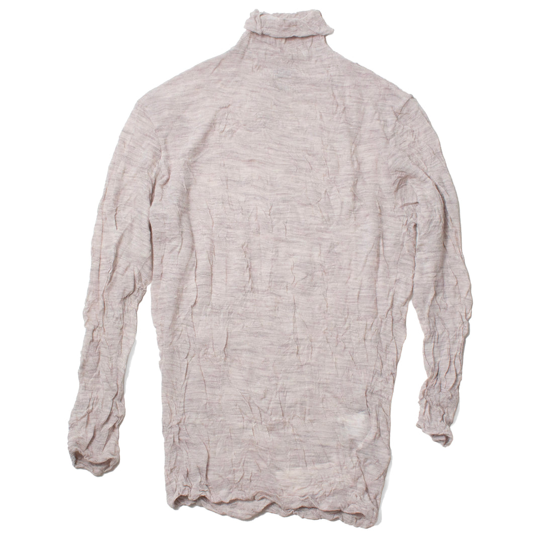 Pas de Calais Crinkle-Finish Wool Gauze Jersey Turtleneck Pullover in Ivory
