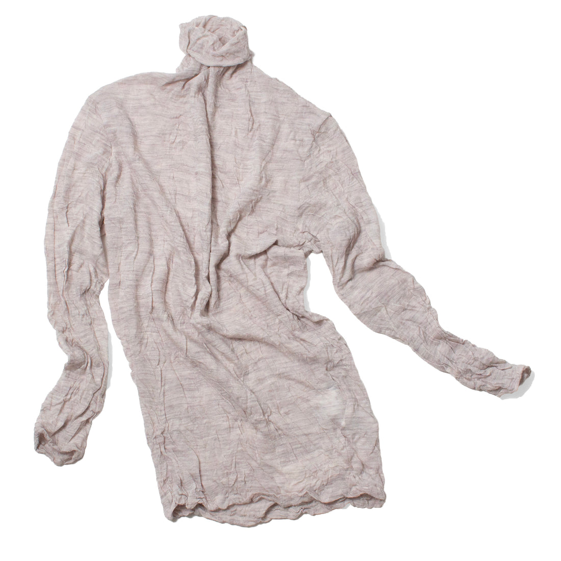Pas de Calais Crinkle-Finish Wool Gauze Jersey Turtleneck Pullover in Ivory