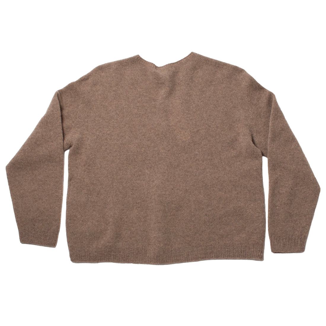 Pas de Calais Fine Wool Crewneck Cardigan in Brown