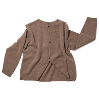 Pas de Calais Fine Wool Crewneck Cardigan in Brown