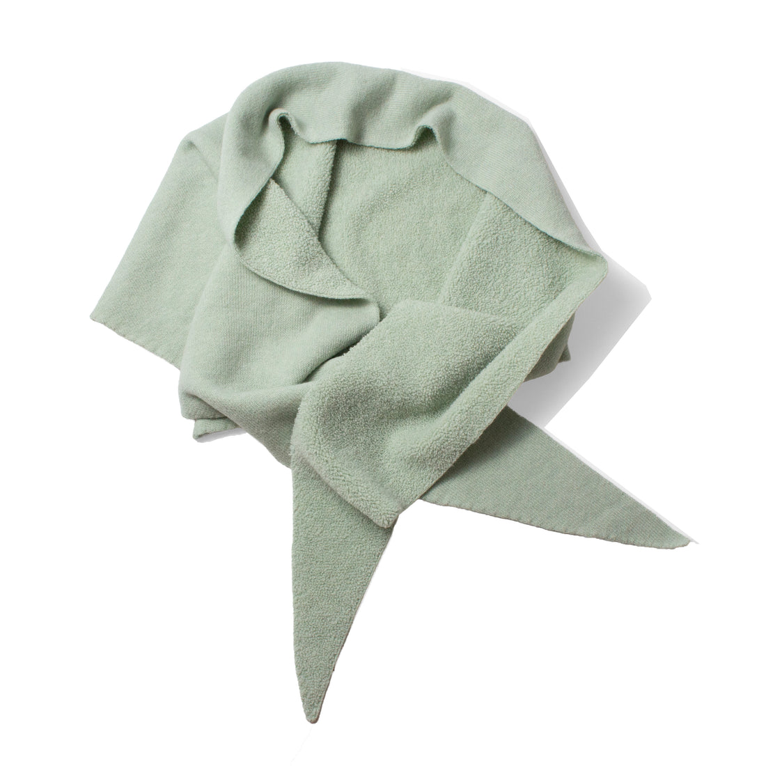 Pas de Calais Fine Wool Pile Knitting Triangular Scarf in Rosemary