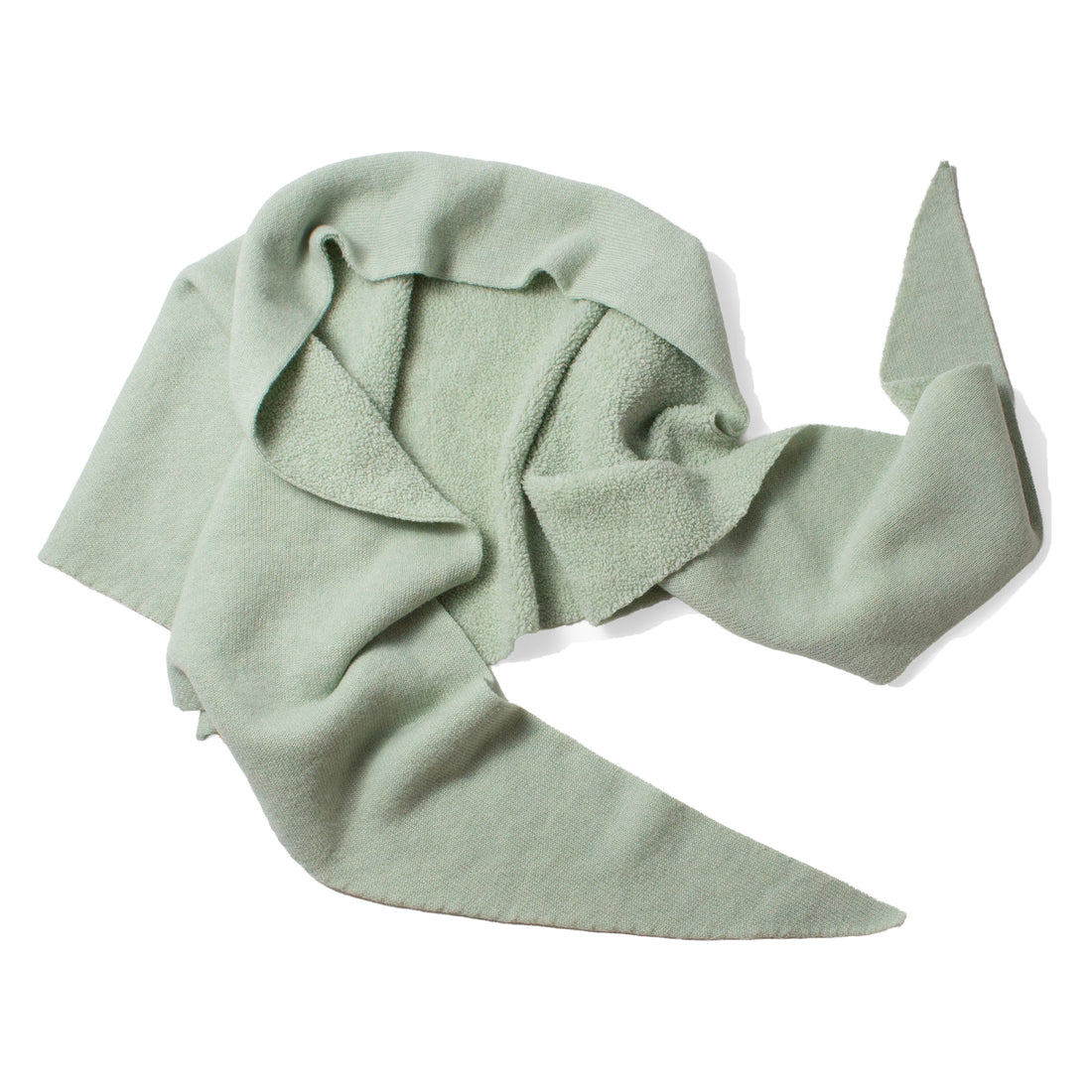 Pas de Calais Fine Wool Pile Knitting Triangular Scarf in Rosemary
