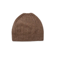 Pas de Calais Fine Wool Ribbed Beanie in Brown